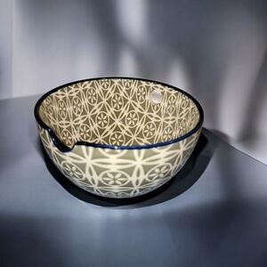 Blue B Harbor Collection Chopsticks Noodle Gray Floral Print Ceramic Bowl